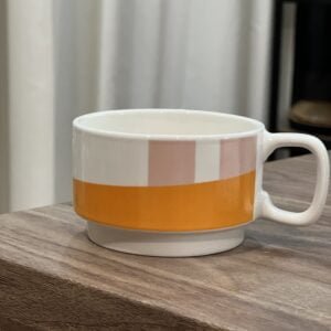 tazas de cafe moderna Artesanal naranja y rosa