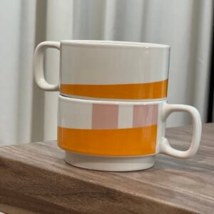 taza moderna Artesanal naranja y rosa