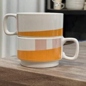 taza moderna Artesanal naranja y rosa