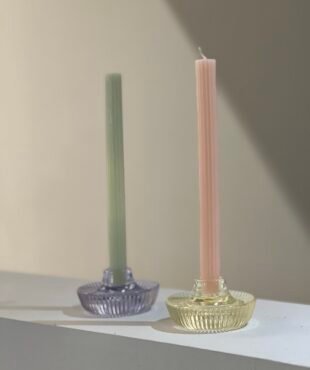 PortaVela de Cristal sombrerito 2 colores - velas de cera de soja artesanales